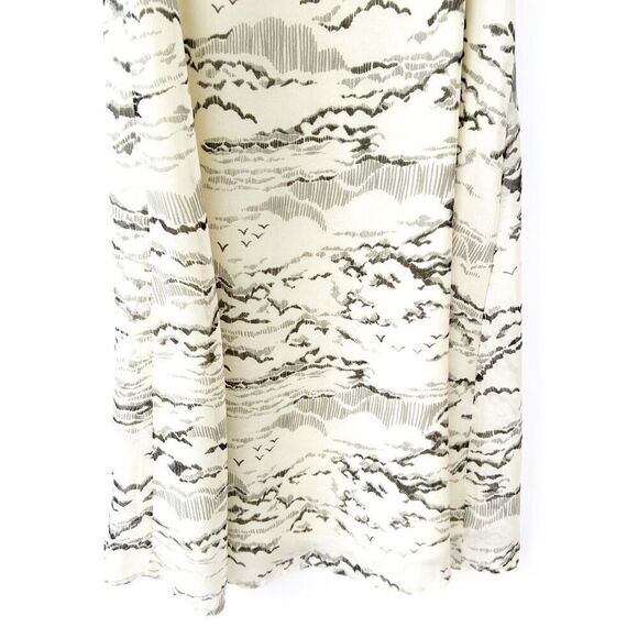 Patterson J Kincaid White Gray Bird Print Ruched Tank Dress XS - Picture 8 of 8